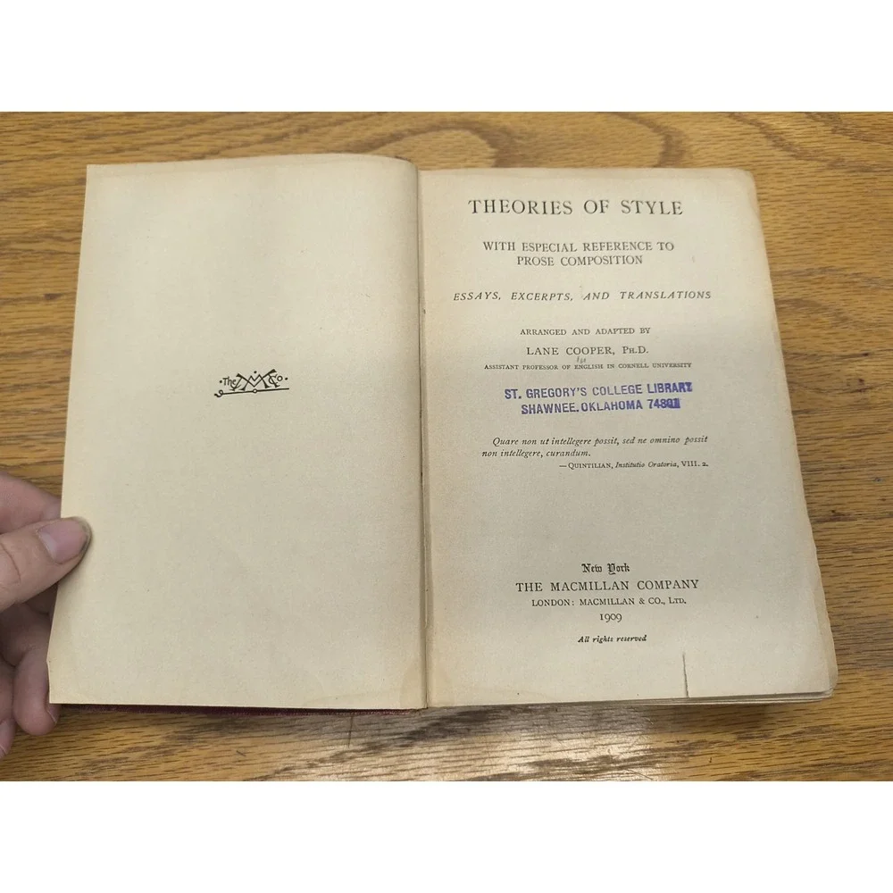 Theories Of Style, by Lane Cooper‎ 1909